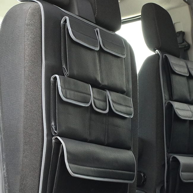 Per VW T6, T6.1 Transporter Organizer per sedile posteriore in similpelle a doppio sedile