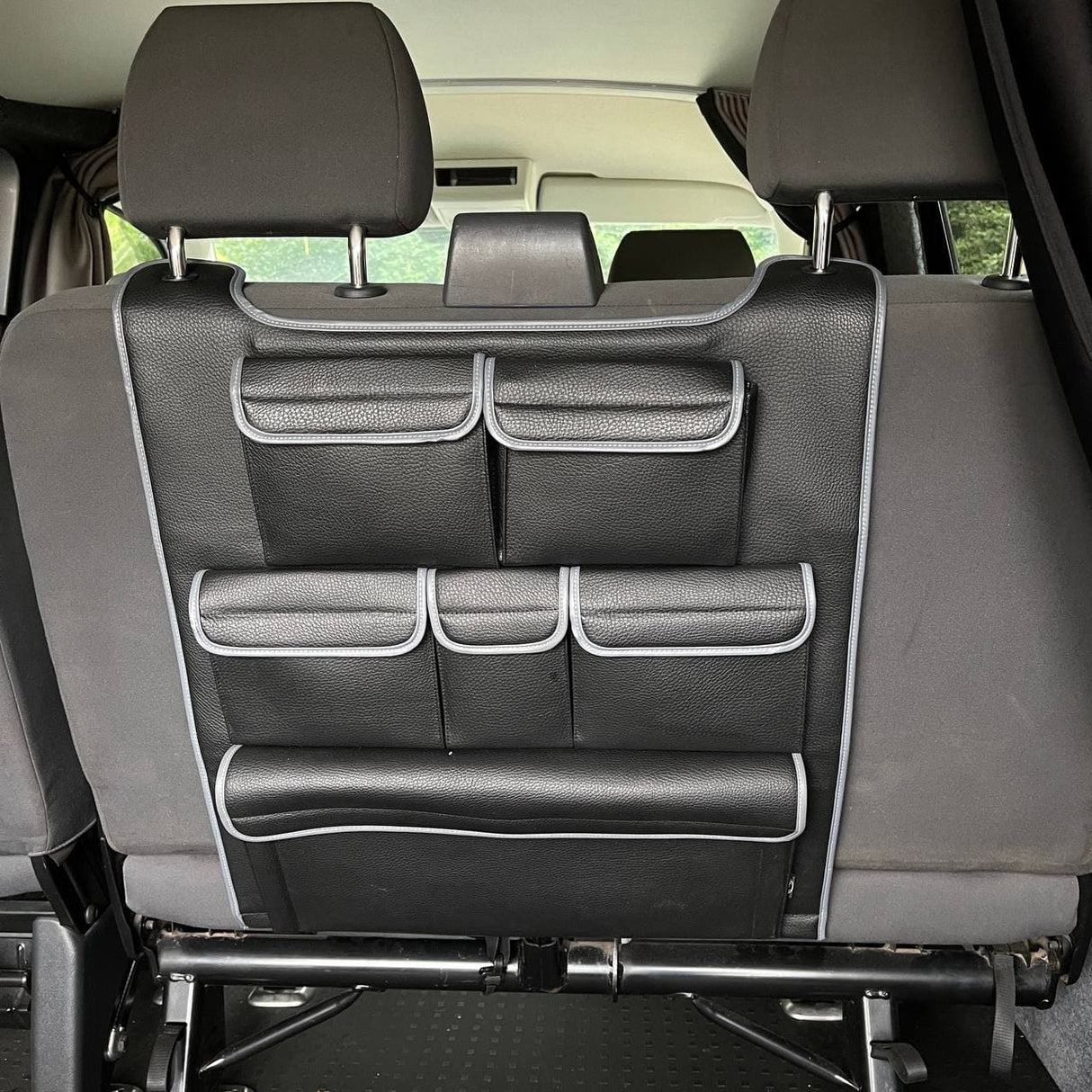 Per VW T6, T6.1 Transporter Organizer per sedile posteriore in similpelle a doppio sedile