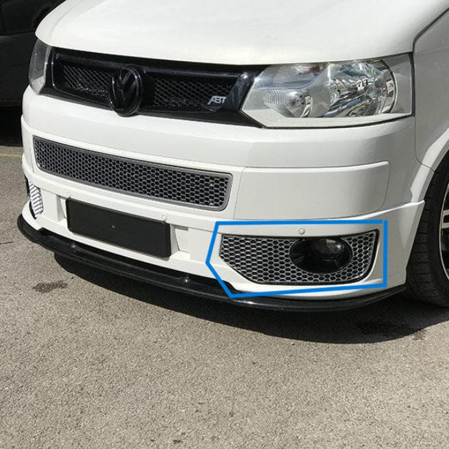VW T5 .1 Becquet avant en nid d'abeille Sport-Line Garnitures de phares antibrouillard (chrome mat)