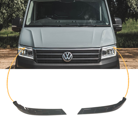 Para MAN TGE Headlight Eyebrow Trim – Gloss Black - Accesorio de estilo Van de Van-X
