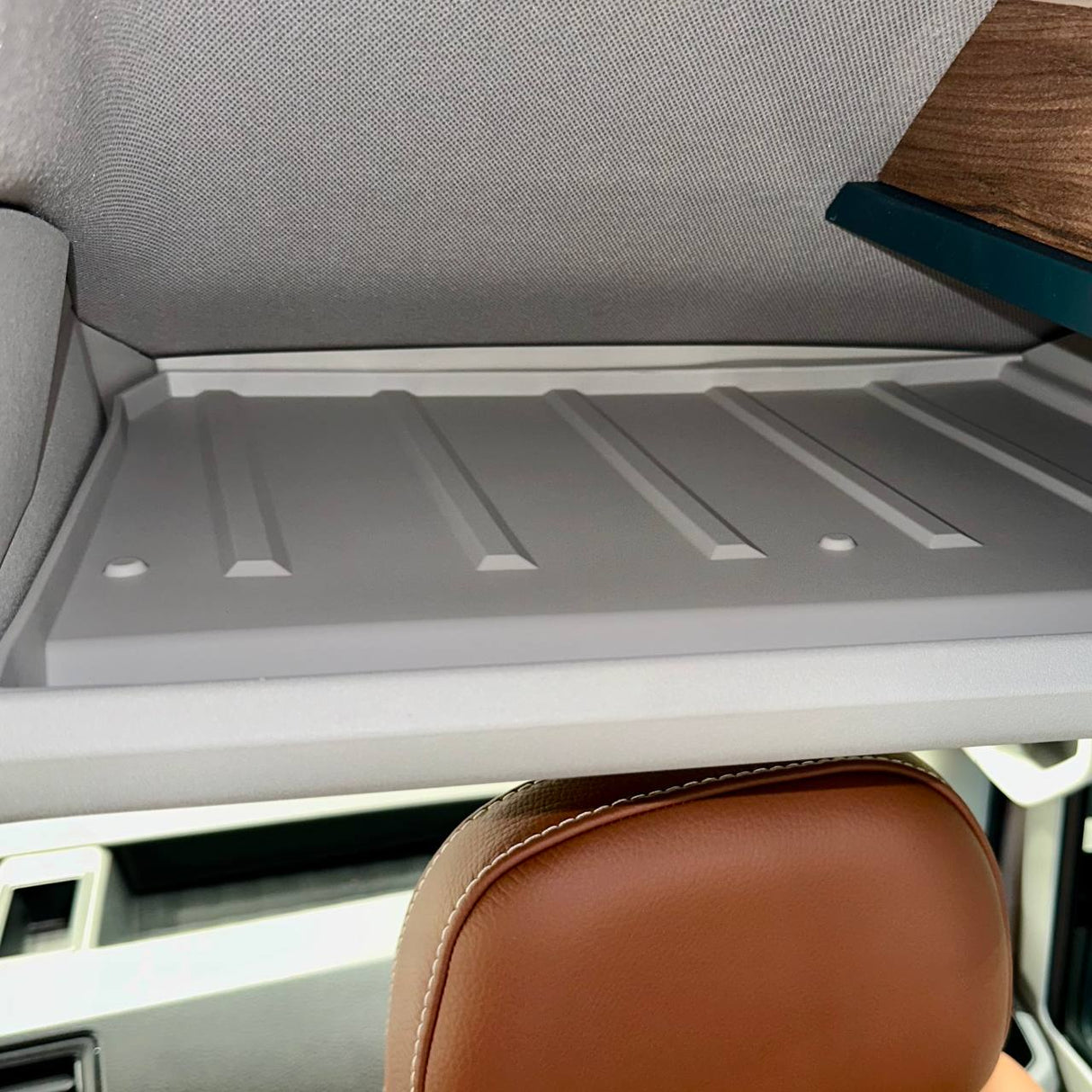 For MAN TGE Front Cab Shelf Light Grey Rubber Inserts – Storage Liner (2018+)