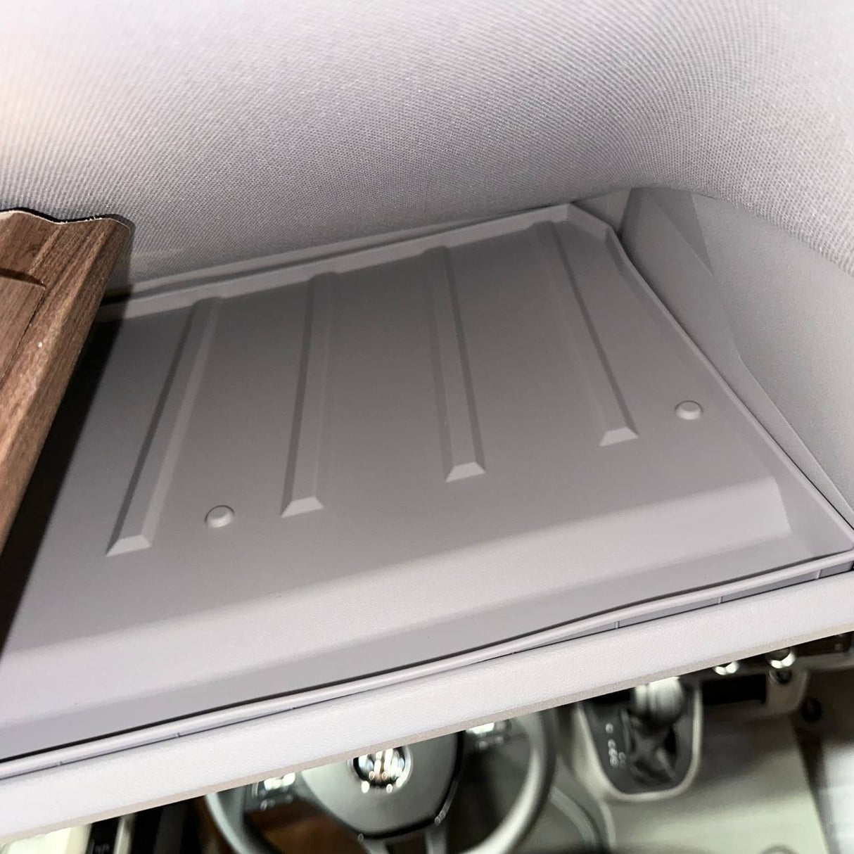 For VW Crafter Front Cab Shelf Light Grey Rubber Inserts – Storage Liner (2018+)