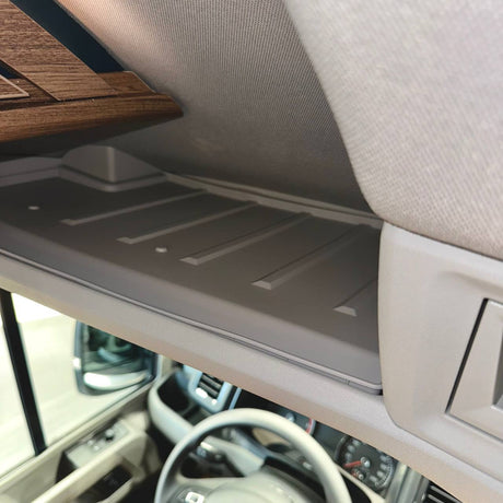 For VW Crafter Front Cab Shelf Light Grey Rubber Inserts – Storage Liner (2018+)