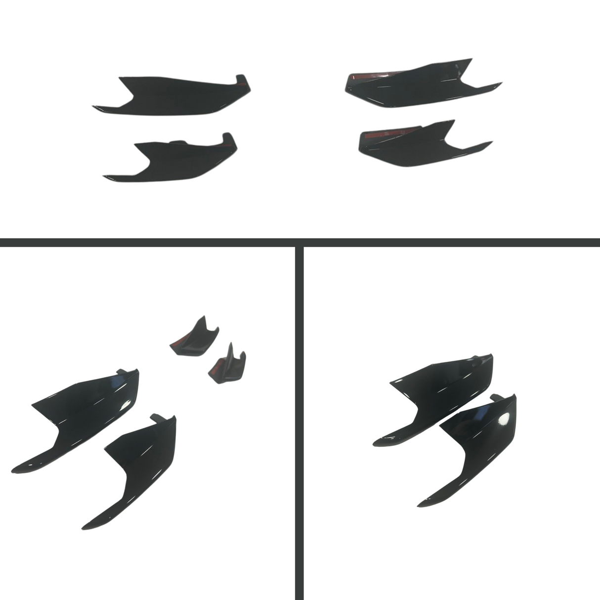 Voor VW T6.1 Voorgrille Zijvinnen – Glanzend Zwarte Afwerking (Set van 4) | Van-X styling-upgrade voor Volkswagen T6.1