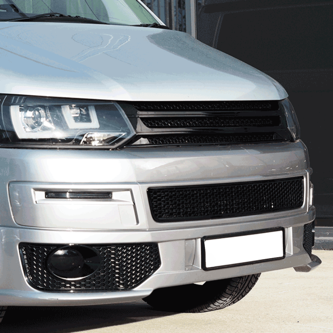 VW T5.1 Honingraatbumpergaas (glanzend zwart)