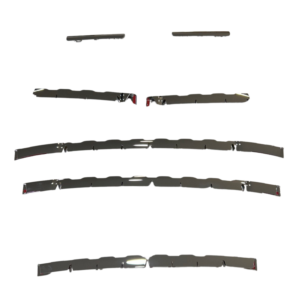 Pour Ford Transit Custom Garnitures de Grille Avant en Chrome Brillant (7 pièces) - MK1 (2012-2018) - Prêtes à Installer