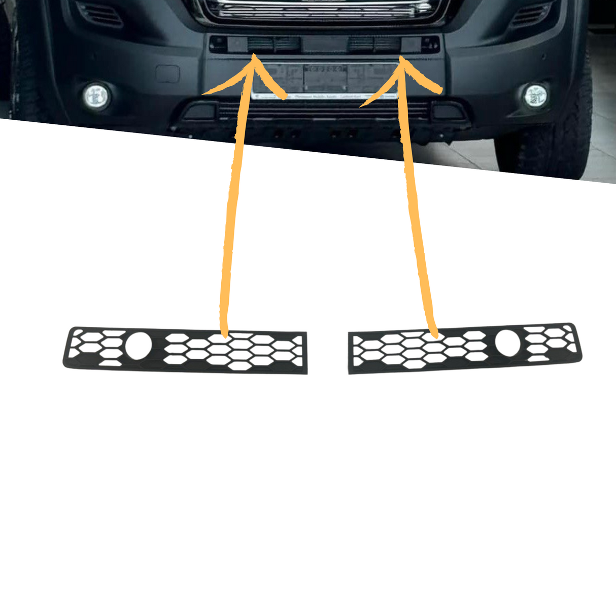For Citroen Jumper Bumper Honeycomb - Matte Black, Compatible with Bumper with Parking Sensors
