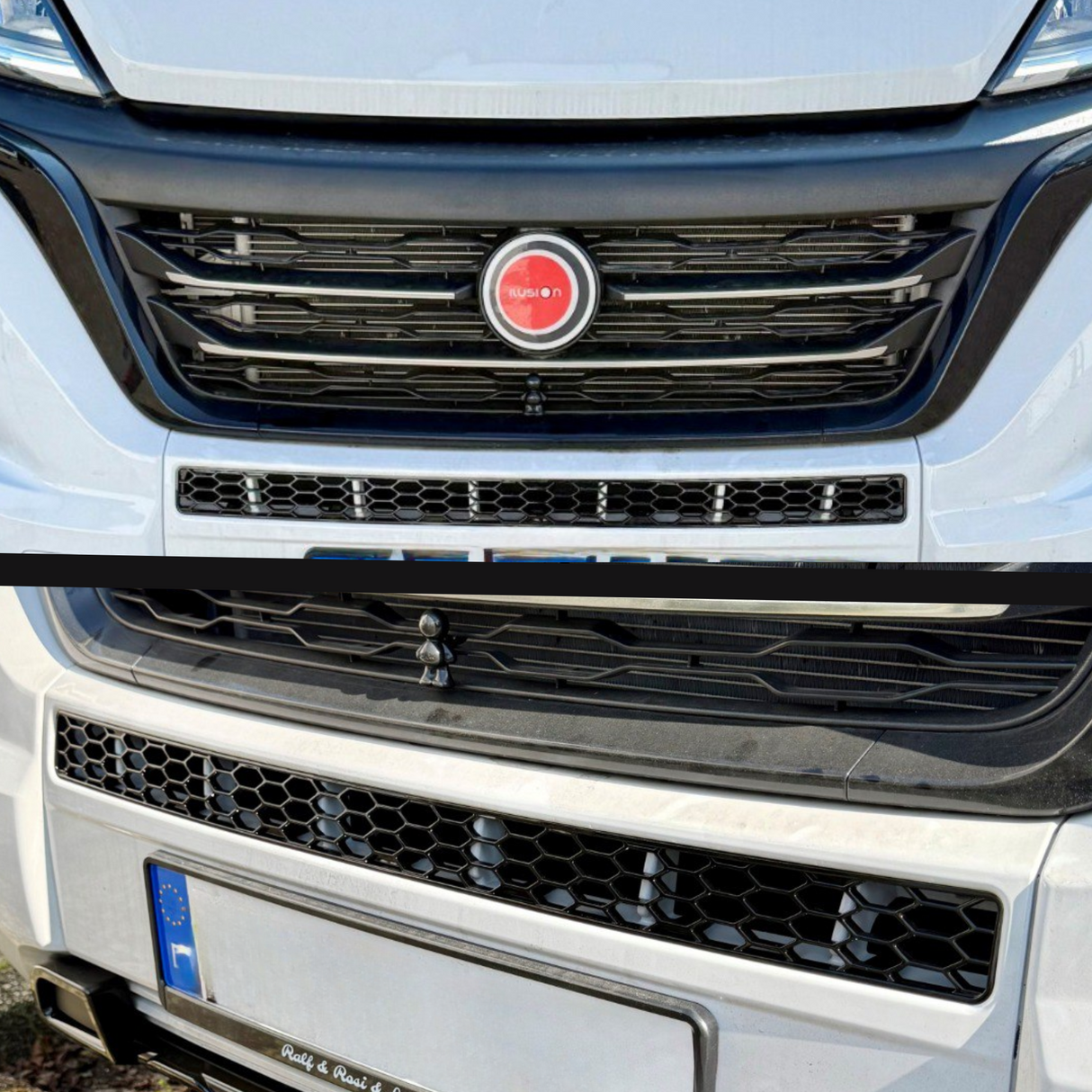 Paraurti Fiat Ducato Honeycomb senza sensori di parcheggio - Nero lucido