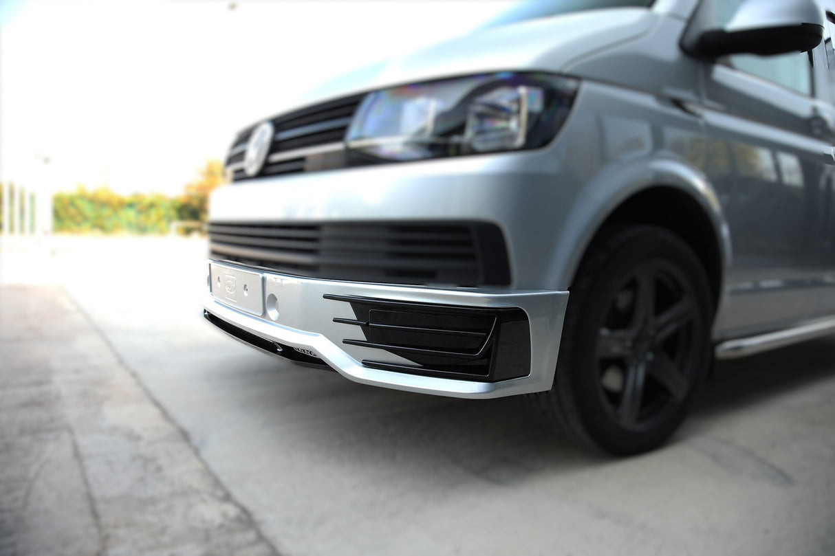 VW T6 Transporter Voorbumper Sportline Stijl Spoiler + Splitter Gespoten en klaar voor montage