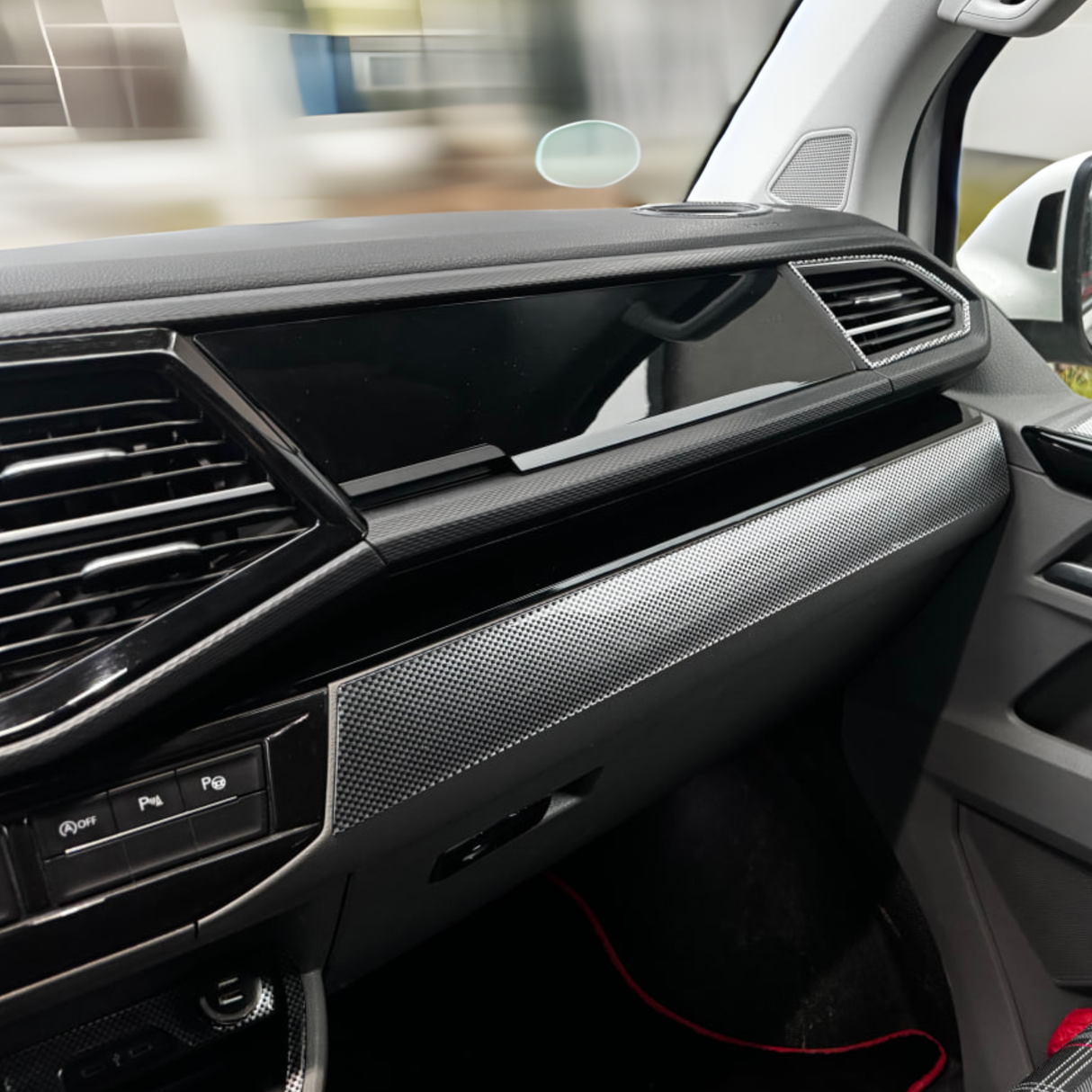 Voor VW T6.1 Transporter Dashboard Upgrade Van-X – Premium 4-delige glanzend zwarte onderpaneelafwerking en deurkaartset