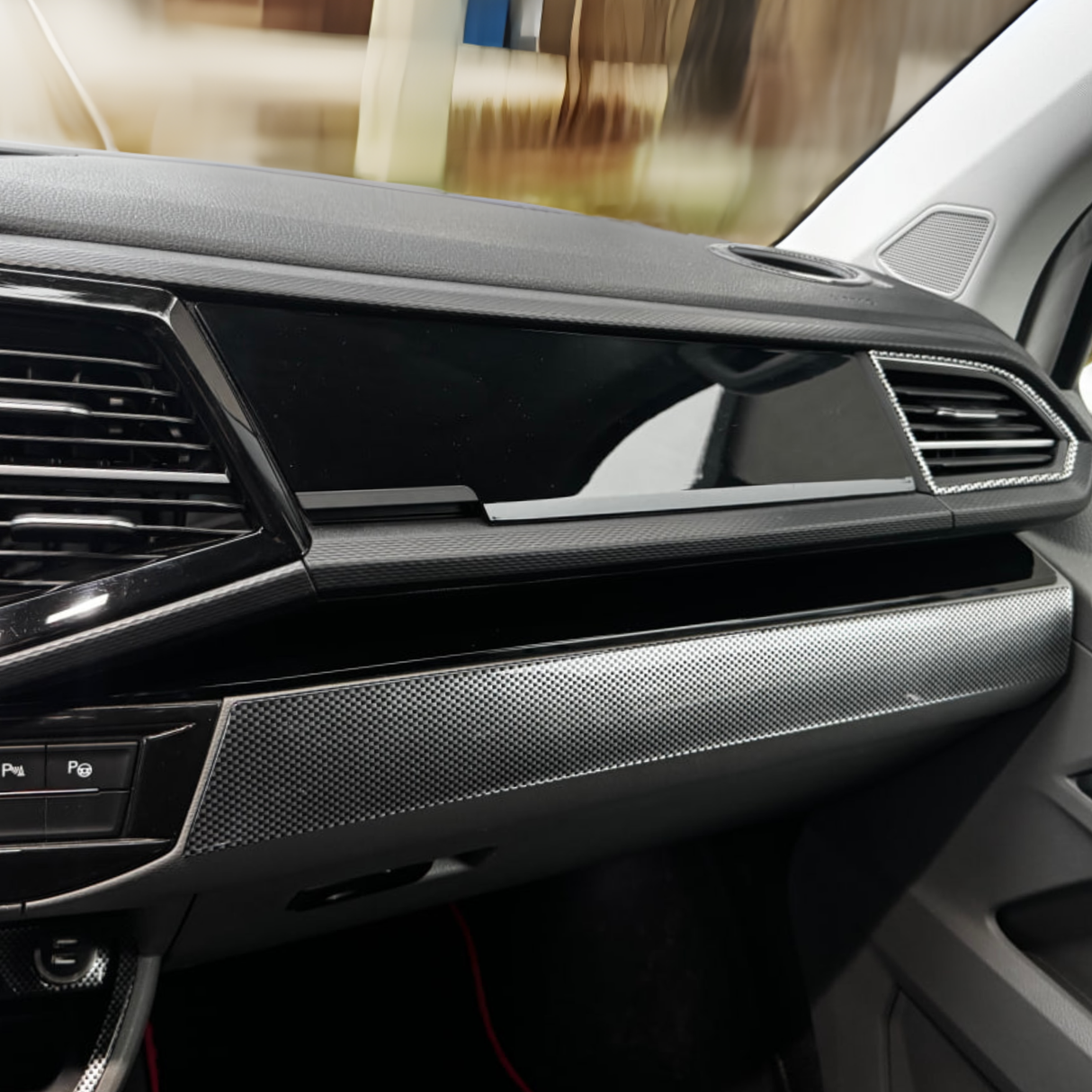 Voor VW T6.1 Transporter Dashboard Upgrade Van-X – Premium 4-delige glanzend zwarte onderpaneelafwerking en deurkaartset