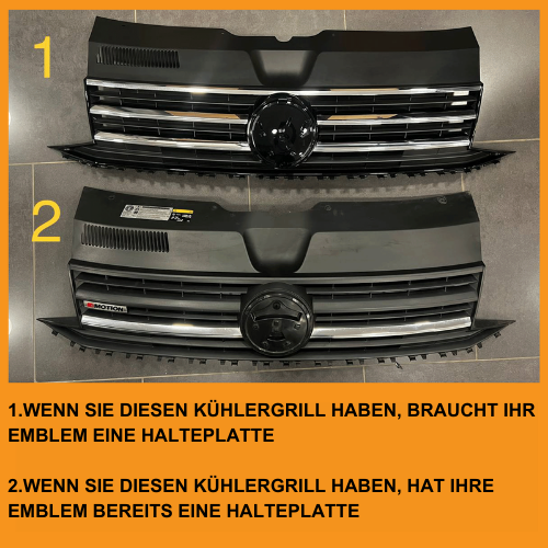 For VW T6 R-Line Front Grille (2 in 1) Badged/Badgeless - Gloss Black