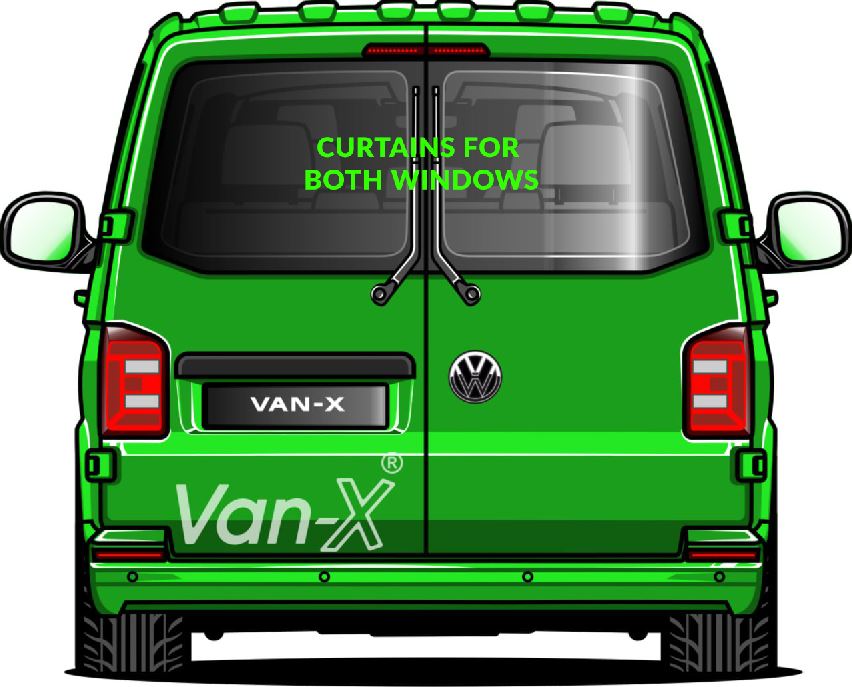 For VW T6.1 Transporter Van Conversion Premium Curtains Van-X - Black/Black