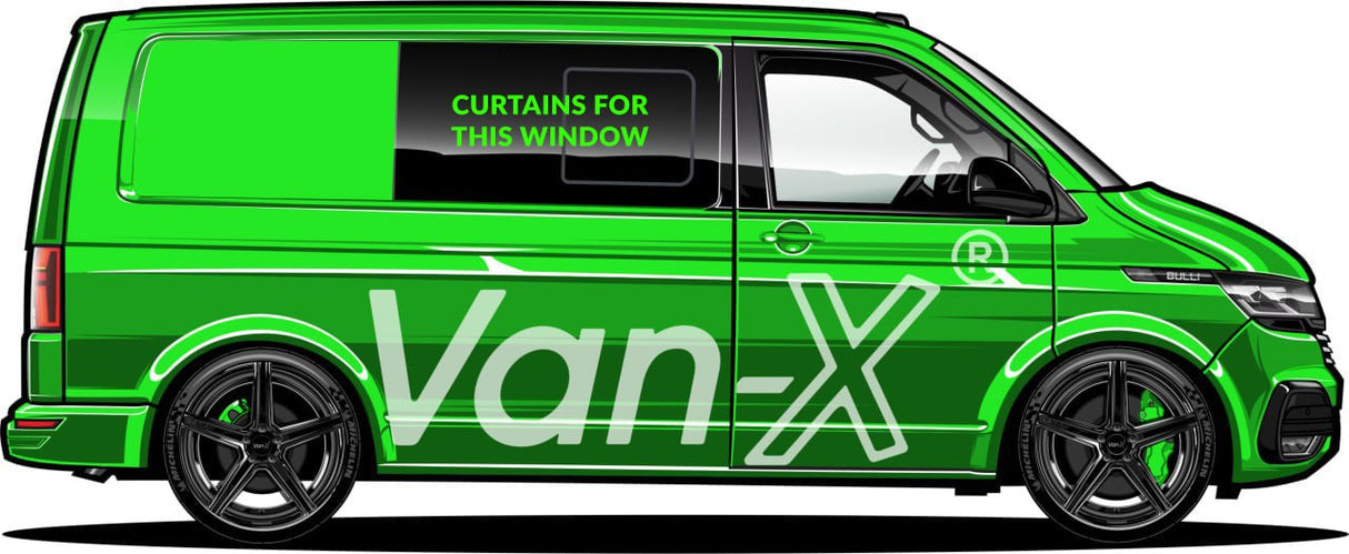 For VW T6.1 Transporter Van Conversion Premium Curtains Van-X - Black/Black