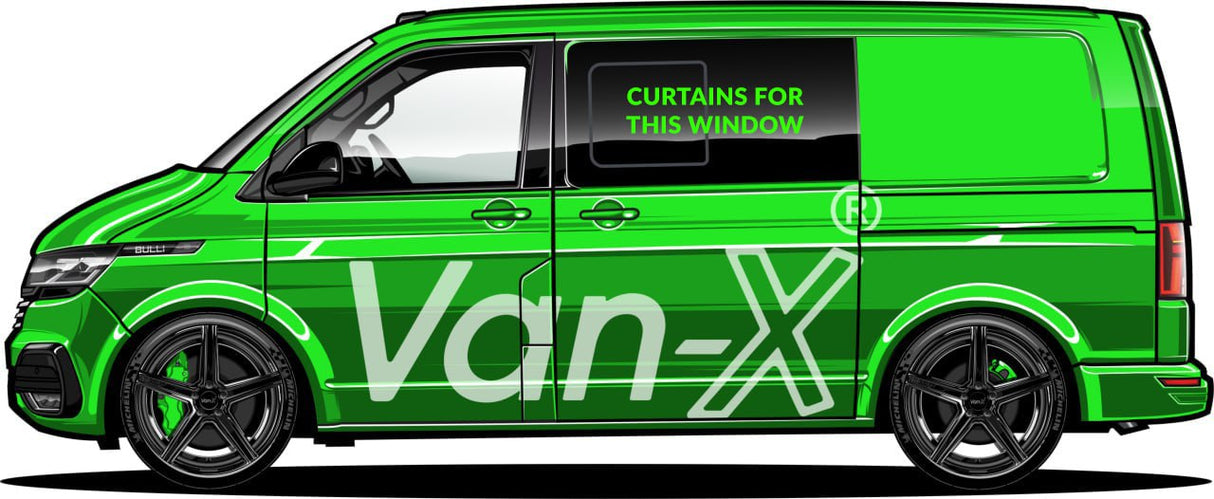For VW T6.1 Transporter Van Conversion Premium Curtains Van-X - Black/Grey