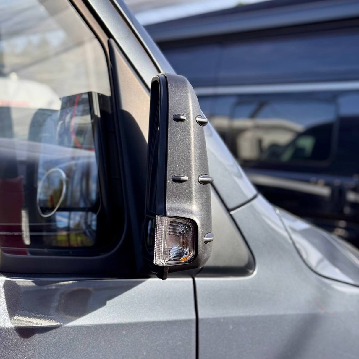 For Mercedes Sprinter 907 Wing Mirror Covers with Indicator - Hammerite (Set of 2) - Replacement Caps for 907 Models