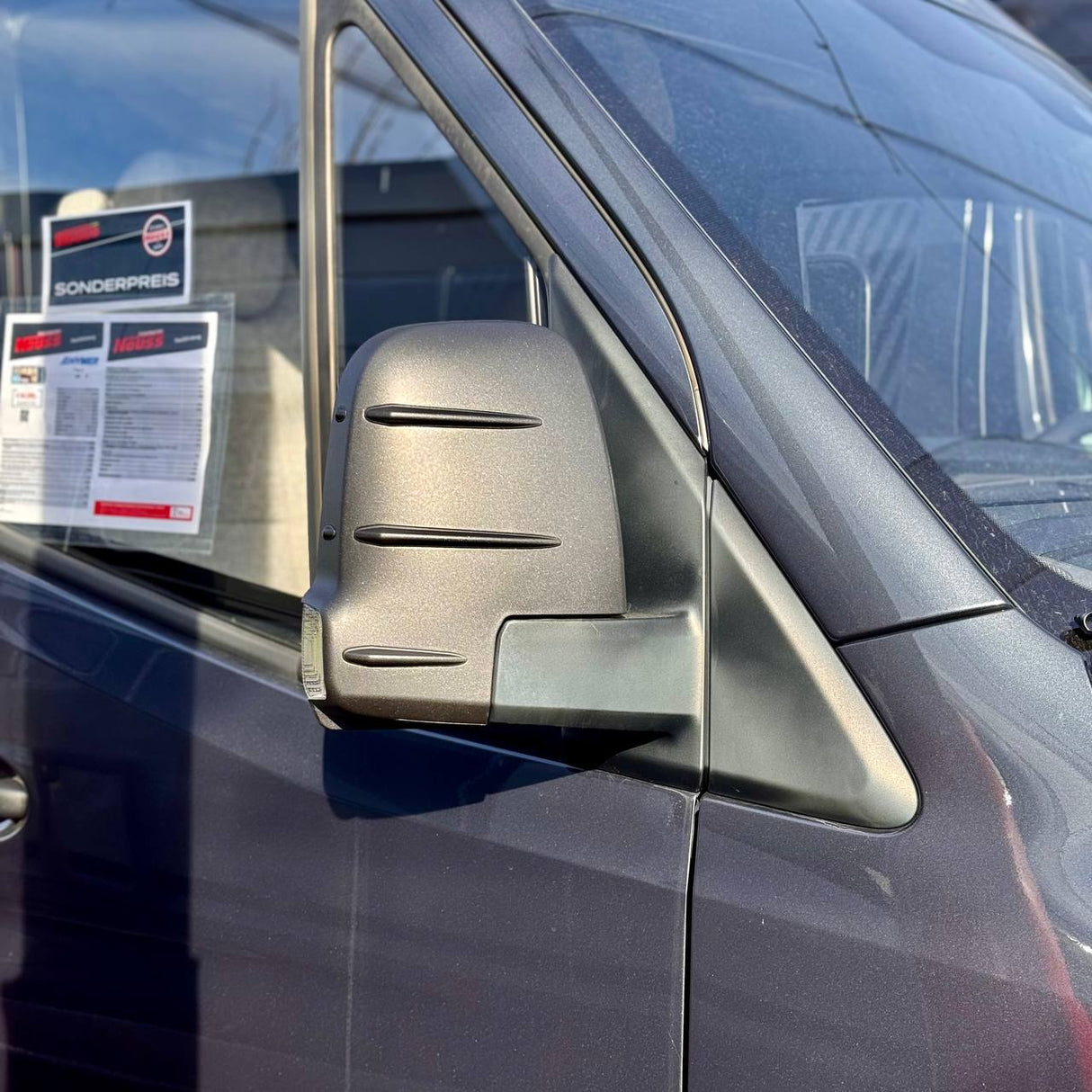 For Mercedes Sprinter 907 Wing Mirror Covers with Indicator - Hammerite (Set of 2) - Replacement Caps for 907 Models