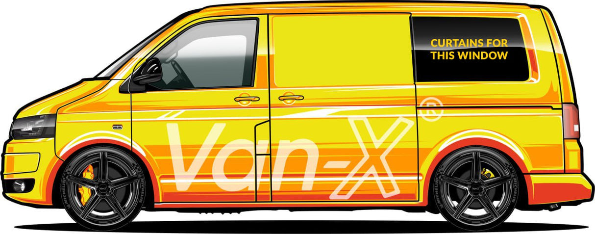 For VW T4 Transporter Van Conversion Premium Curtains Van-X - Black/Grey