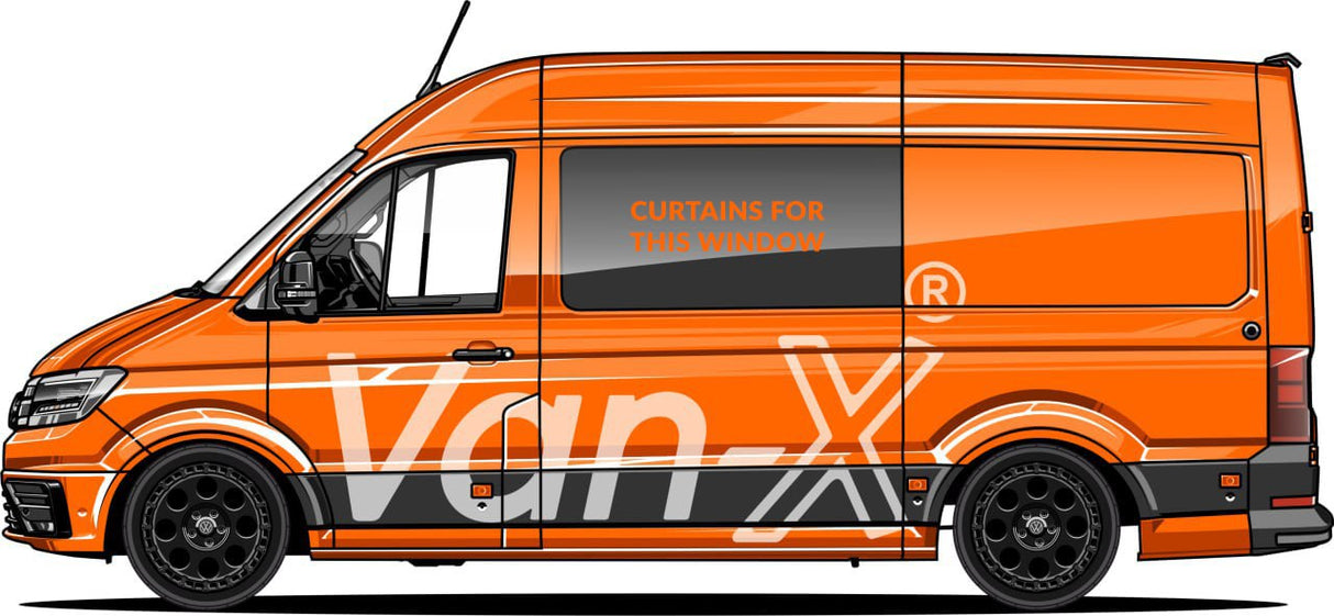For VW Crafter Premium Window Curtains Van-X - Black/Grey