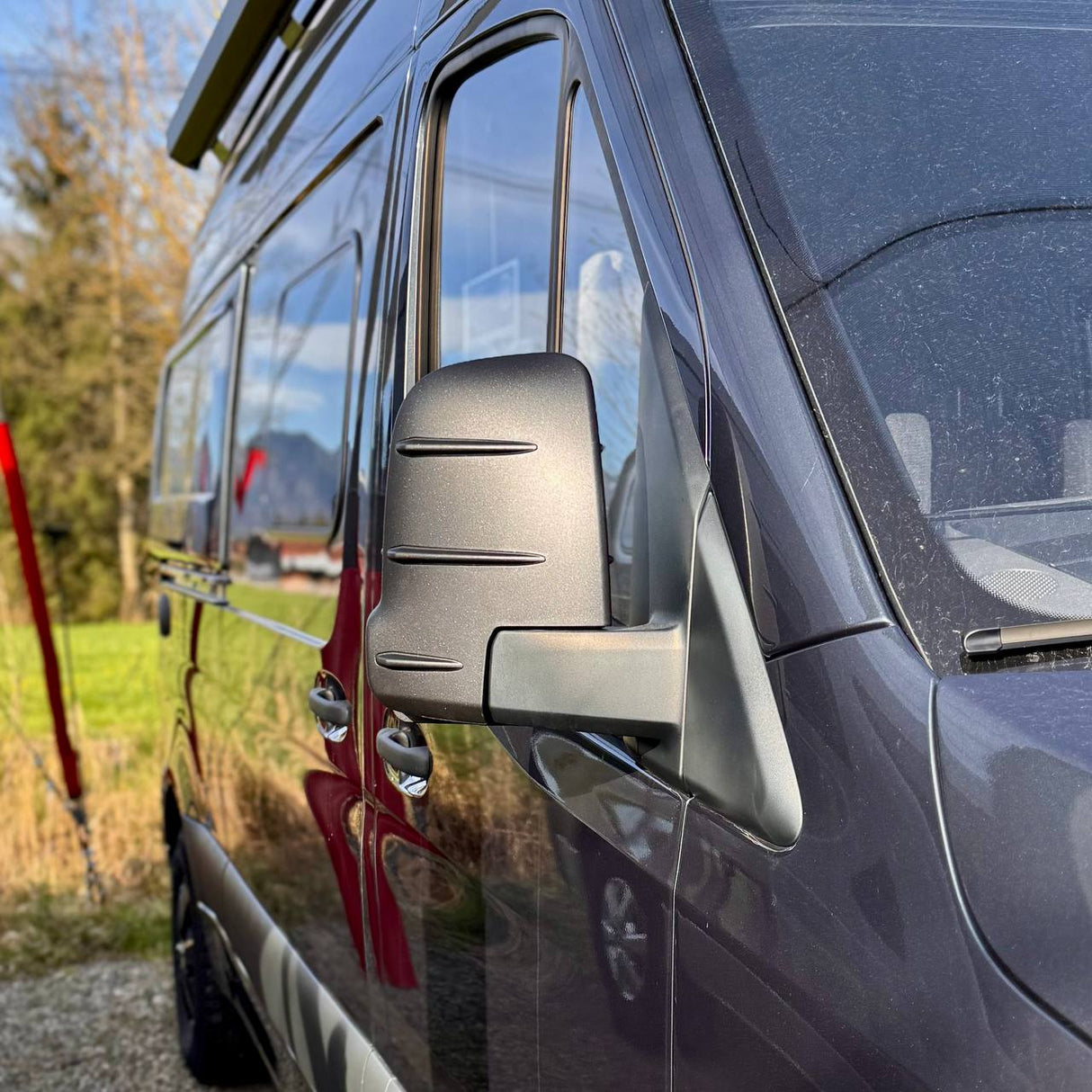 For Mercedes Sprinter 907 Wing Mirror Covers with Indicator - Hammerite (Set of 2) - Replacement Caps for 907 Models