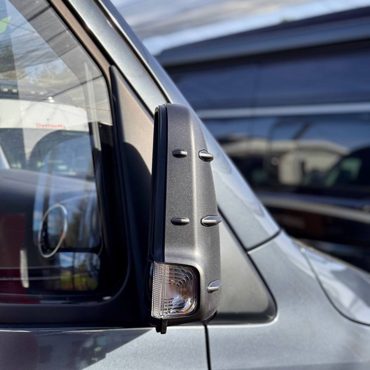 For Mercedes Sprinter 907 Wing Mirror Covers with Indicator - Hammerite (Set of 2) - Replacement Caps for 907 Models