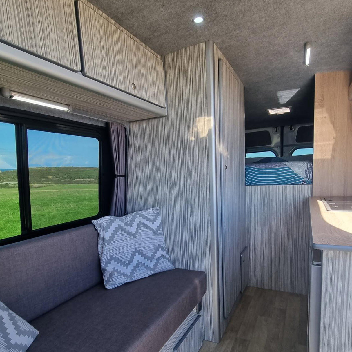 For Mercedes Sprinter Premium Window Curtains Van-X - Black/Grey