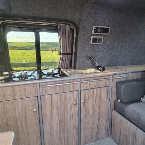 For VW Caddy Van Conversion Premium Curtains Van-X - Black/Grey