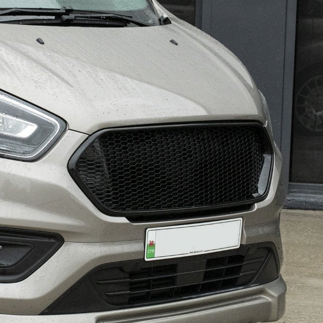 Voor Ford Transit Custom Badgeless Honeycomb Grille – Matzwart, klaar om te monteren