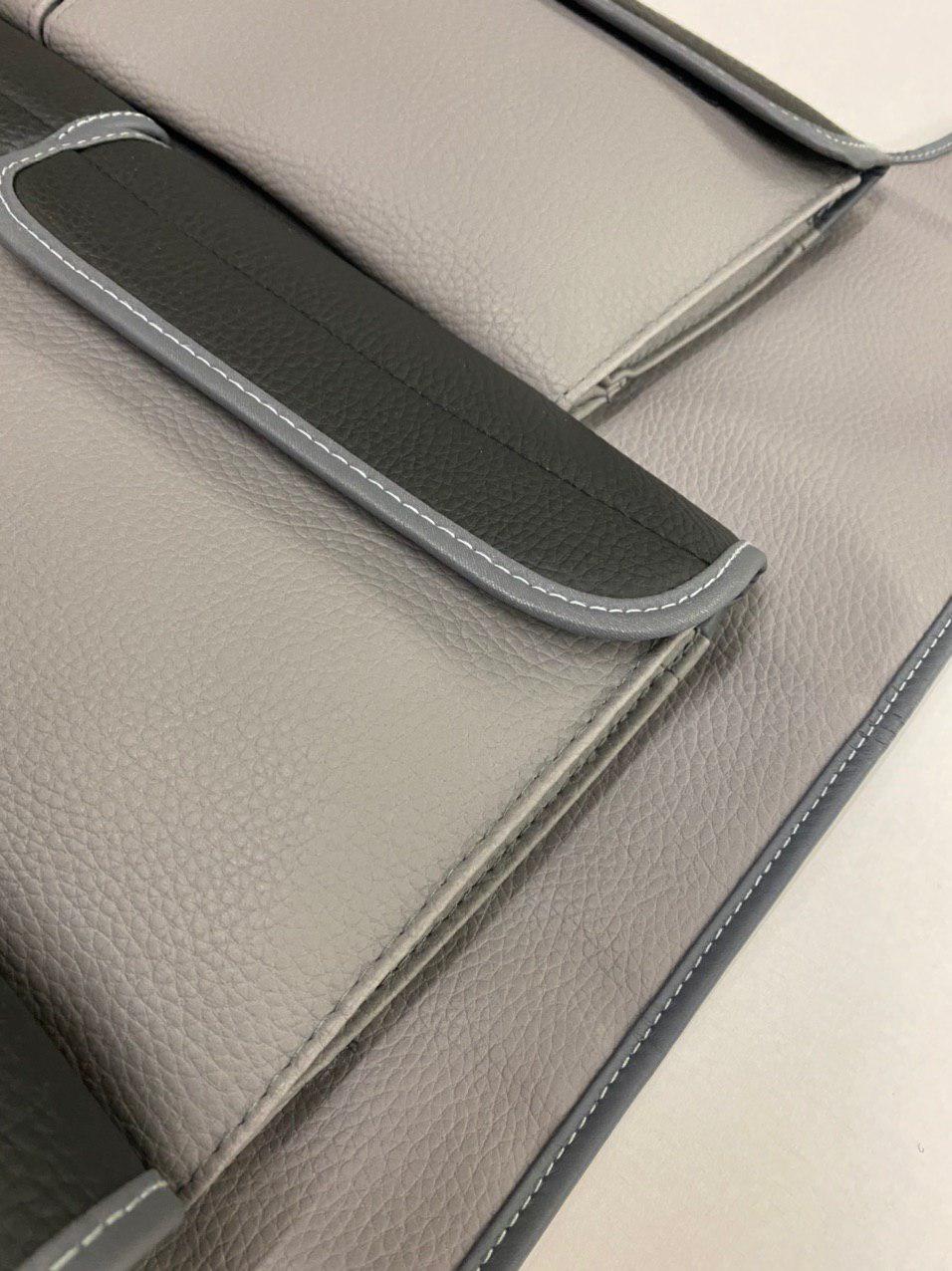 Pour VW T5 / T5.1 Transporter Camping-car Organisateur de siège à double dossier en similicuir (gris avec couvercles noirs)