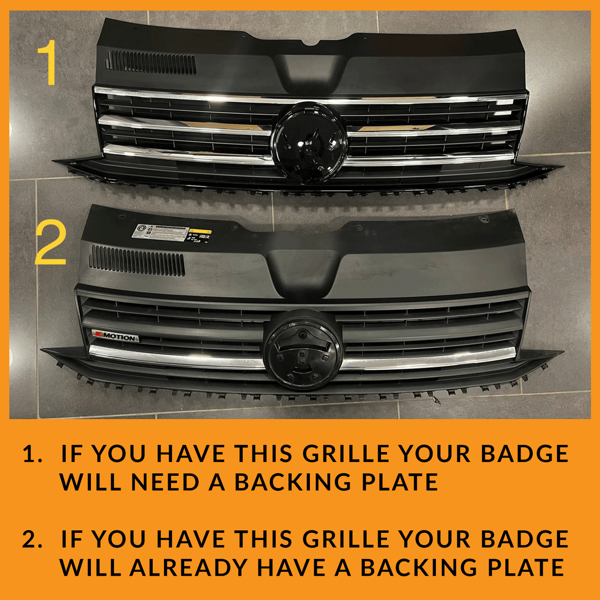 For VW T6 R-Line Front Grille (2 in 1) Badged/Badgeless - Gloss Black