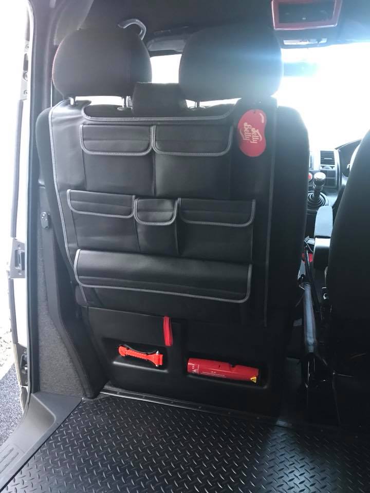 Per VW T6, T6.1 Transporter Organizer per sedile posteriore in similpelle a doppio sedile