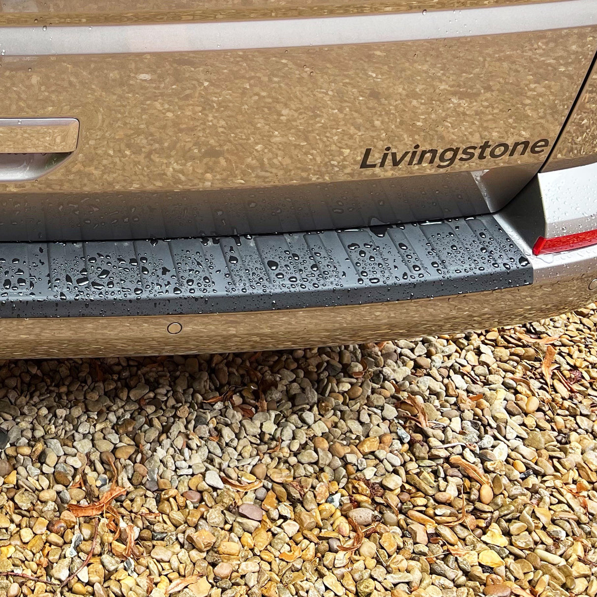 For VW T6.1 Transporter Multivan Rear Bumper Protector – Black Plastic Tailgate Guard