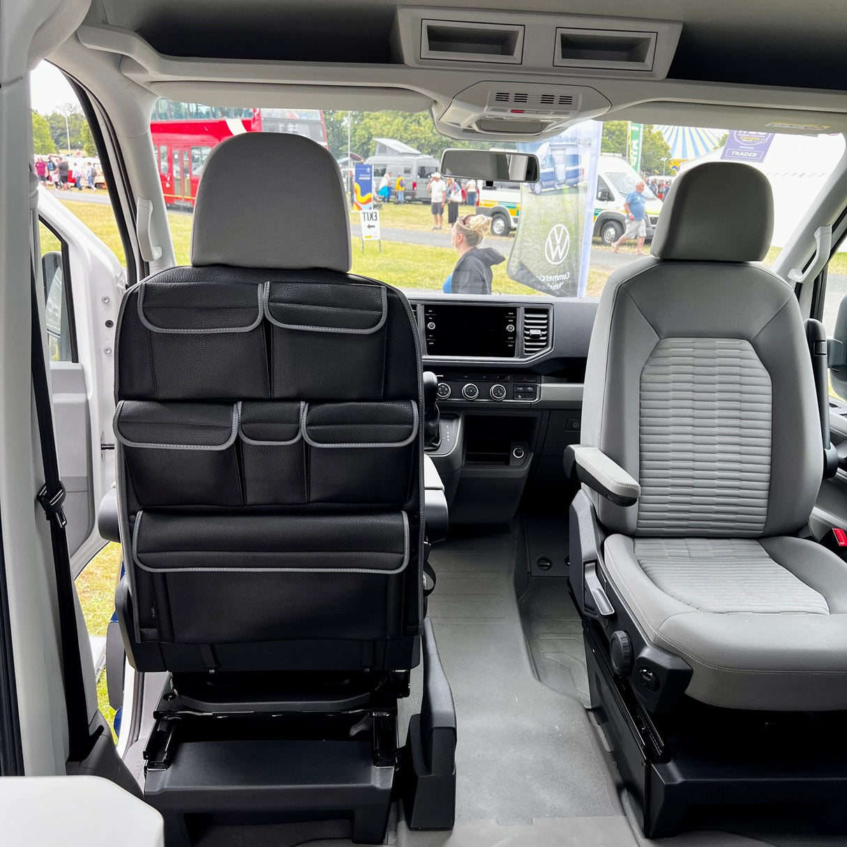 Para VW California Ocean, Coast, Beach Campervan Organizador de asiento trasero de cuero sintético para asientos individuales/capitán de la