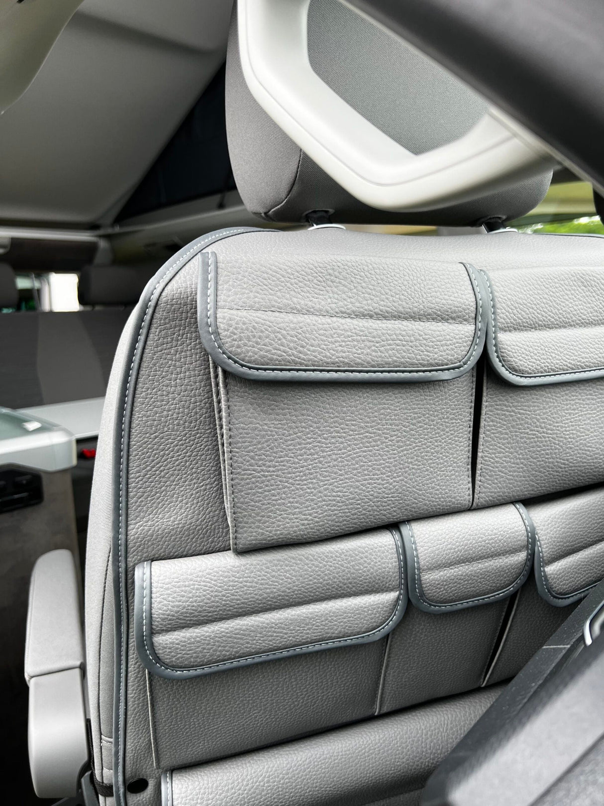 Para VW California Ocean, Coast, Beach Campervan Organizador de asiento trasero de cuero sintético para asientos individuales/capitán de la