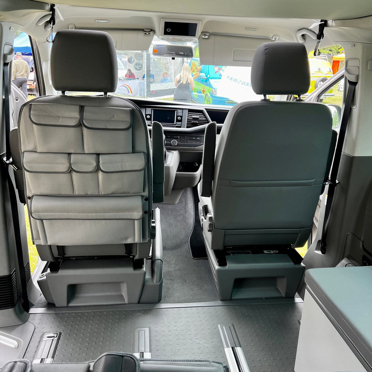 Para VW California Ocean, Coast, Beach Campervan Organizador de asiento trasero de cuero sintético para asientos individuales/capitán de la