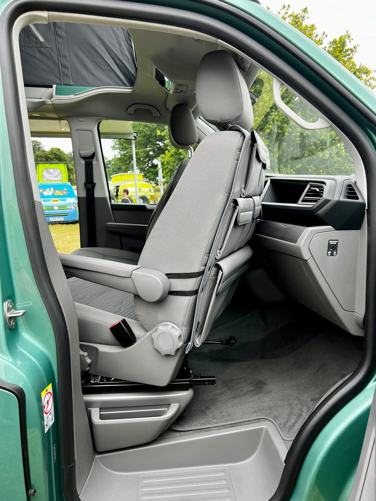 Para VW California Ocean, Coast, Beach Campervan Organizador de asiento trasero de cuero sintético para asientos individuales/capitán de la