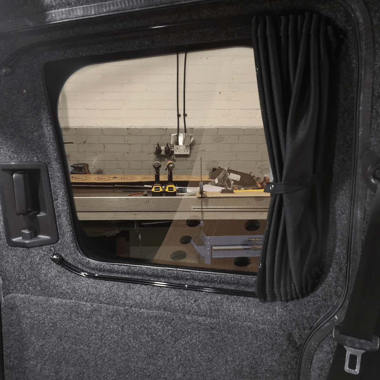 For VW Caddy Premium 2 x Side Sliding Door Window Curtains Van-X