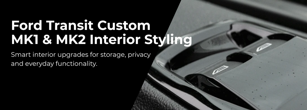 Ford Transit Custom interior with storage solutions and curtains