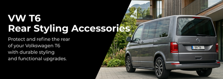 VW T6 rear styling accessories with threshold cover and bumper protection