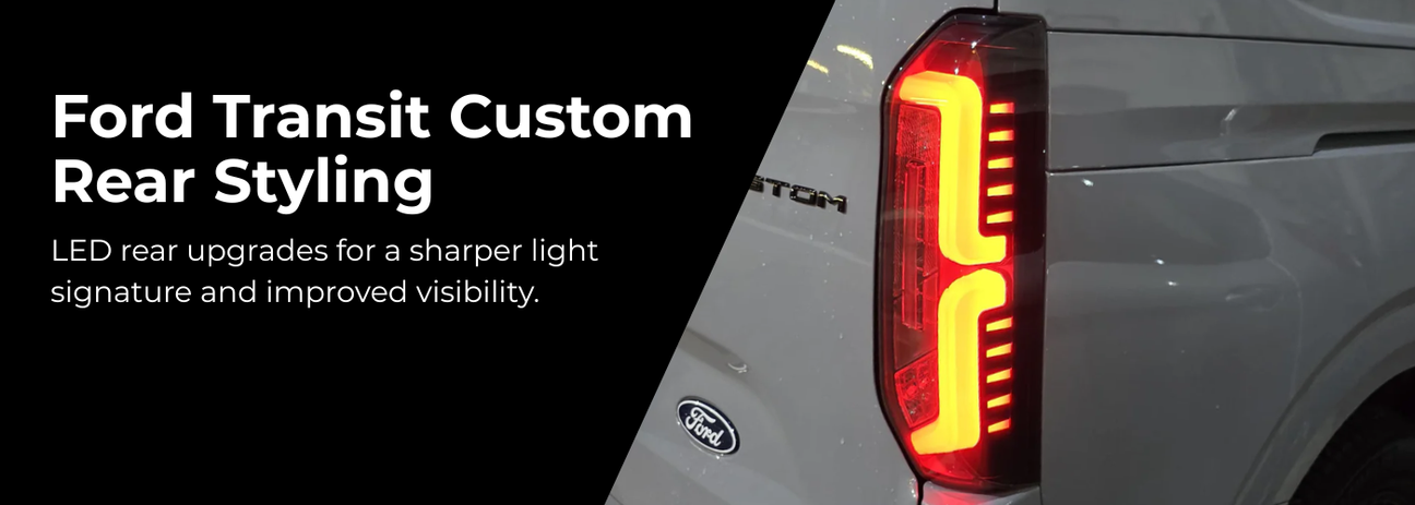 Ford Transit Custom rear styling with smoked LED tail lights
