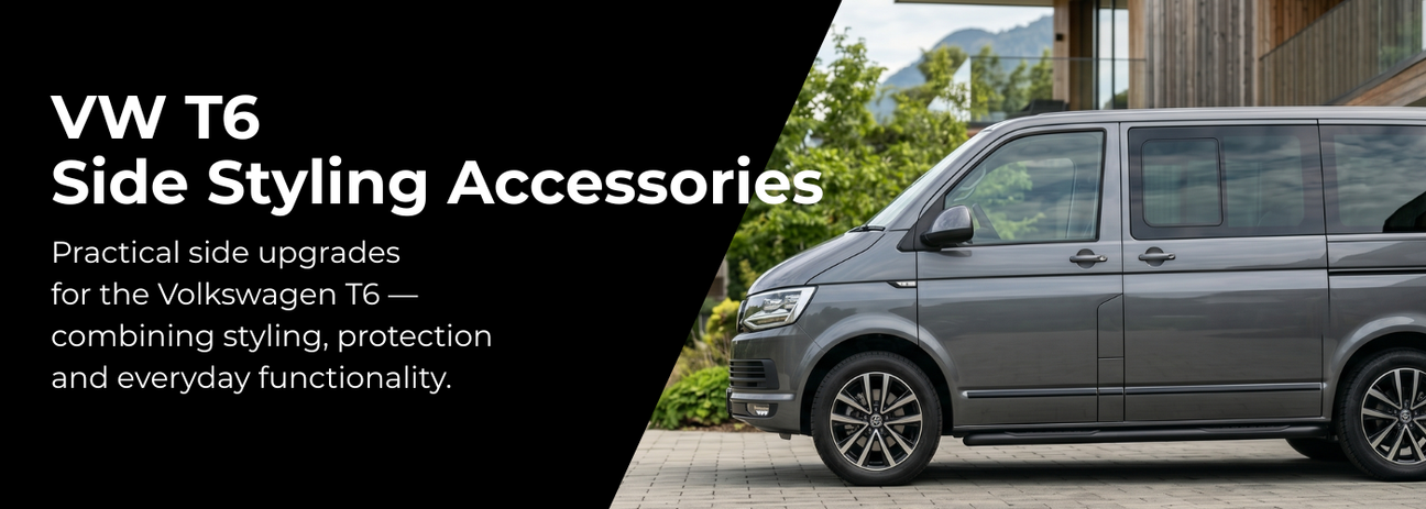 VW T6 side styling accessories with steps and exterior upgrades