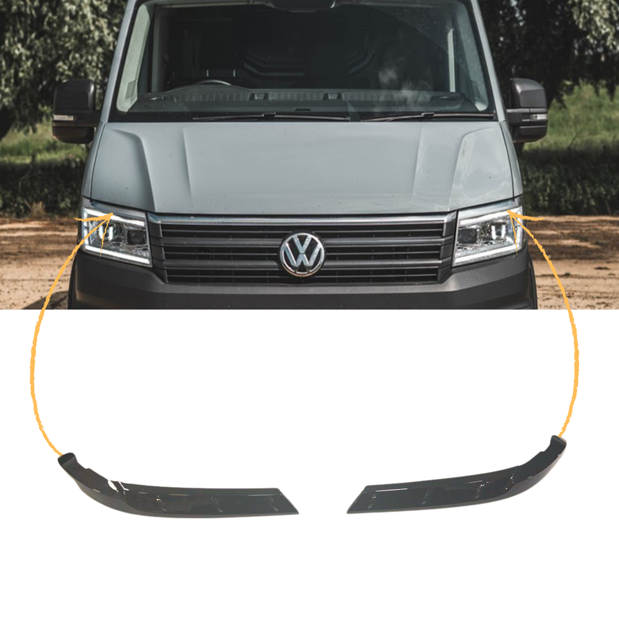 Voor nieuwe VW Crafter Koplamp Wenkbrauwtrim - Glanzend Zwart - Van Styling accessoire van Van-X
