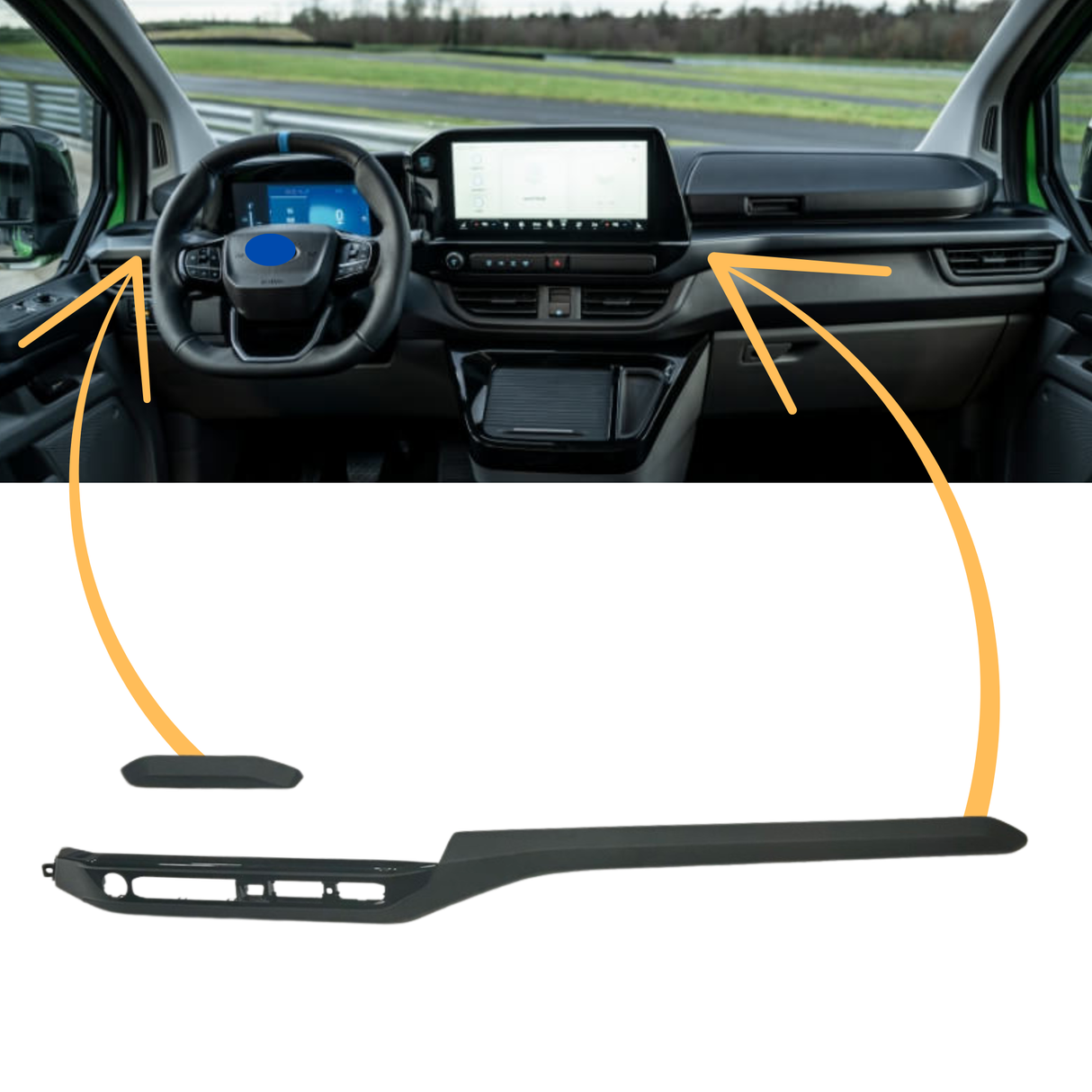 Para nuevos adornos inferiores del tablero personalizados de Transit - Negro mate | Furgoneta-X
