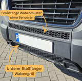 Per Fiat Ducato / RAM ProMaster Bundle Grille a nido d'ape anteriore 2 pezzi - Nero opaco | Van-X