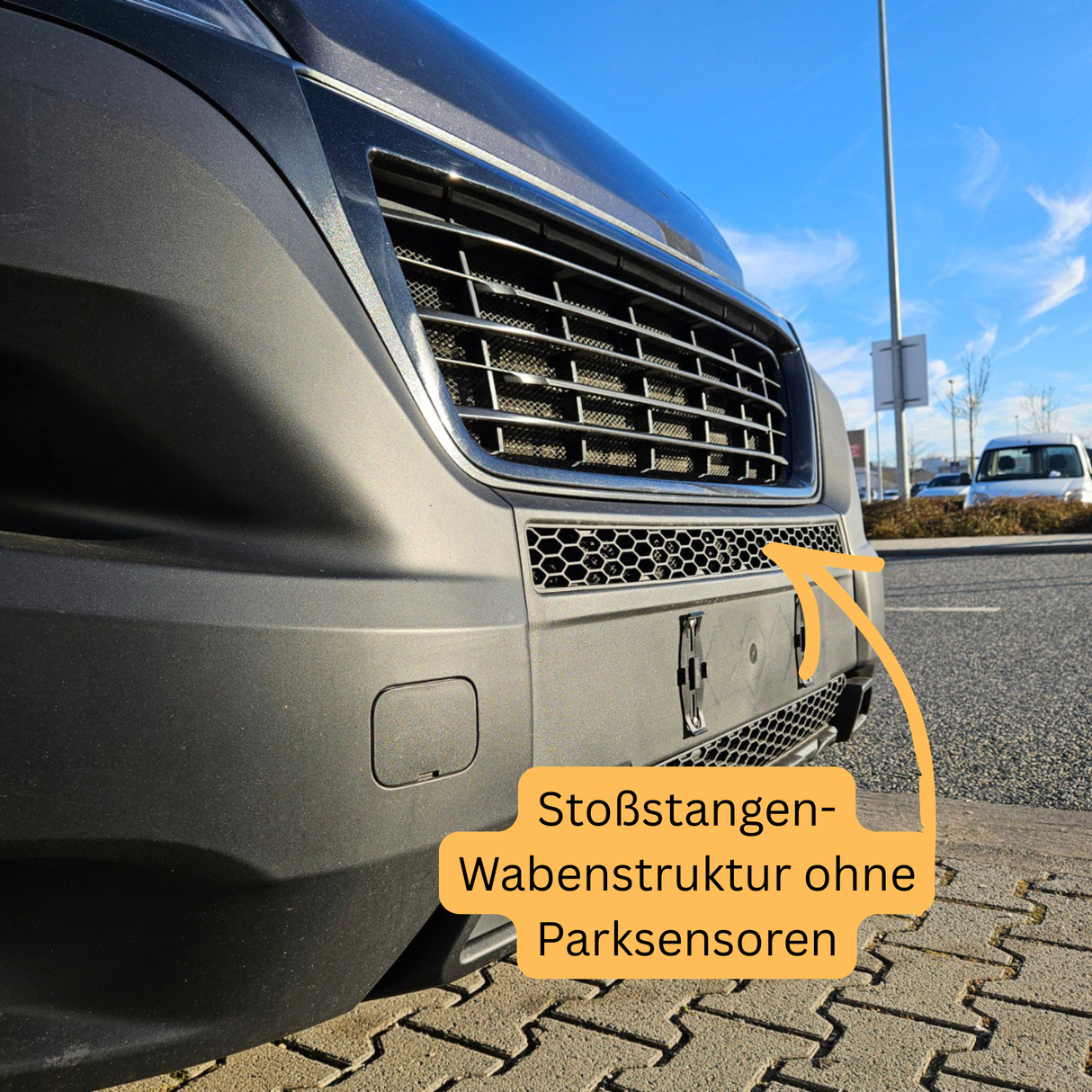 Parachoques Peugeot Boxer con panal sin sensores de estacionamiento - Negro mate