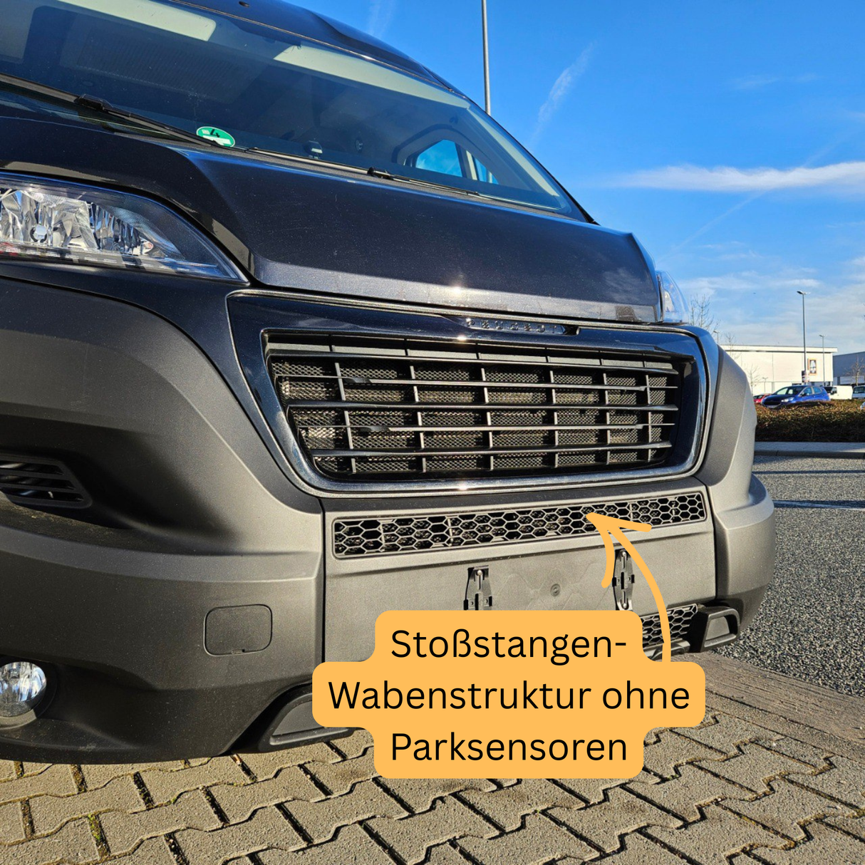 Paraurti Fiat Ducato Honeycomb senza sensori di parcheggio - Nero opaco