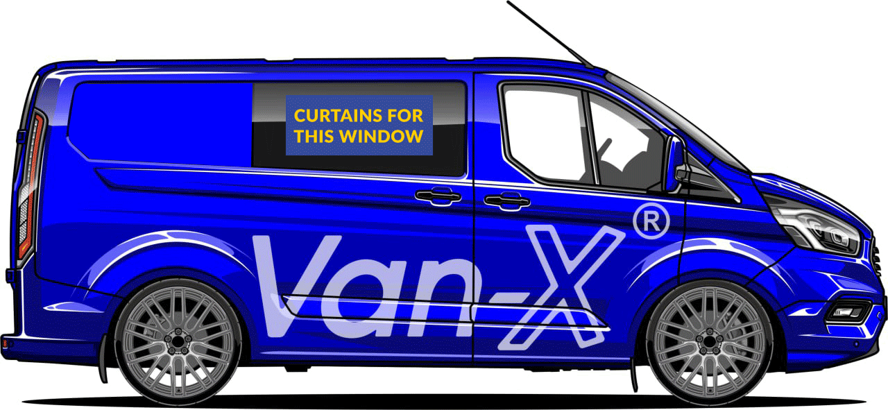 Para Cortinas de Ventana Premium Ford Transit Custom - Negro/Negro - ¡CREE SU PROPIO CONJUNTO! Van-X