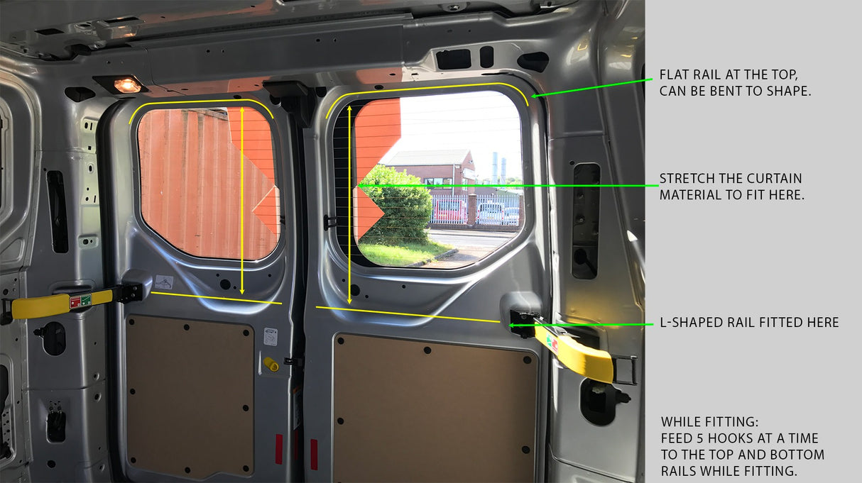 Cortina Premium para Ventana de Puerta Trasera de Ford Transit Custom Van-X