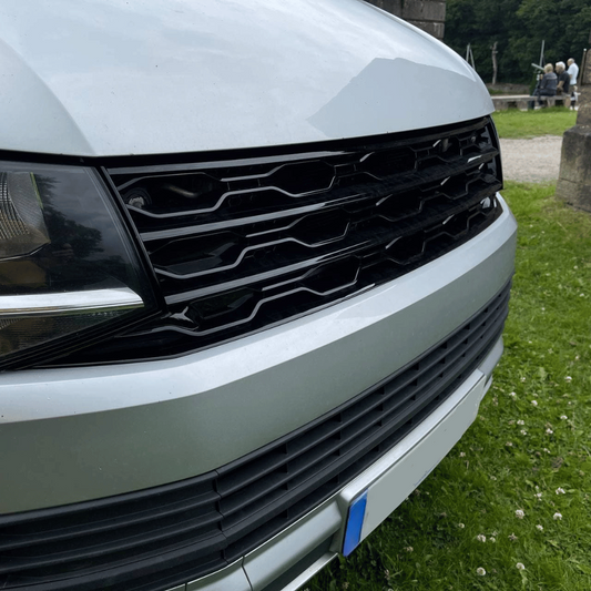 VW T6 R-Line Front Grille (2 in 1) Badged/Badgeless - Gloss Black