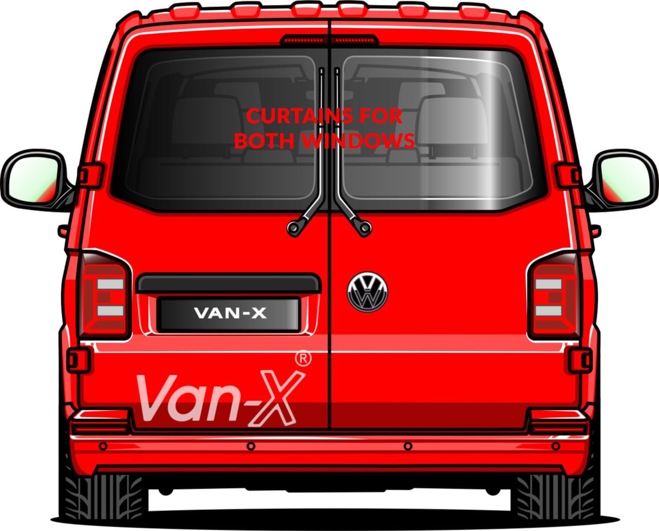 VW T6 Transporter Van Conversie Premium Gordijnen Van-X - Zwart/Blauw